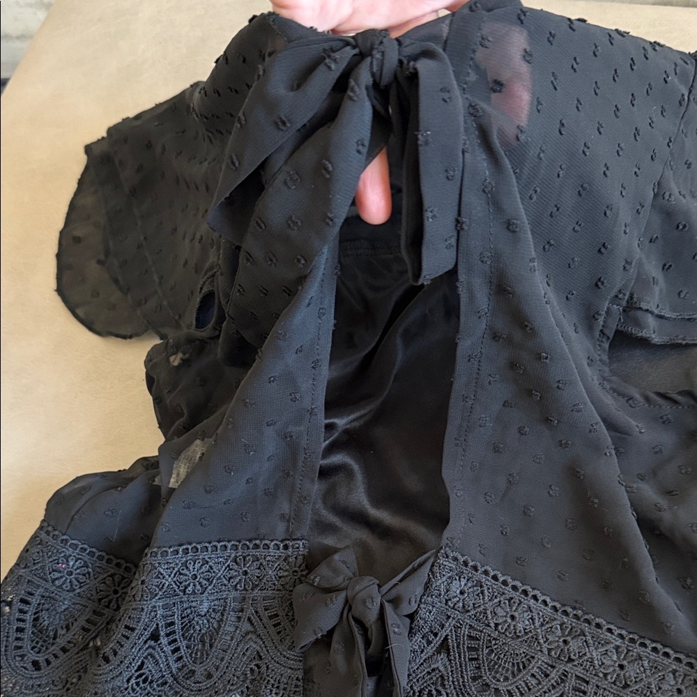 Francesca's Collections Open Back Black Lace Blouse - Picture 4 of 5